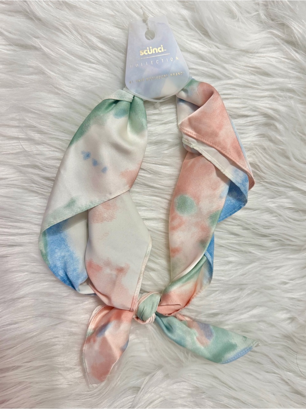 NWT Pastel Tie-Dye Satin Scarf Purse Scarf